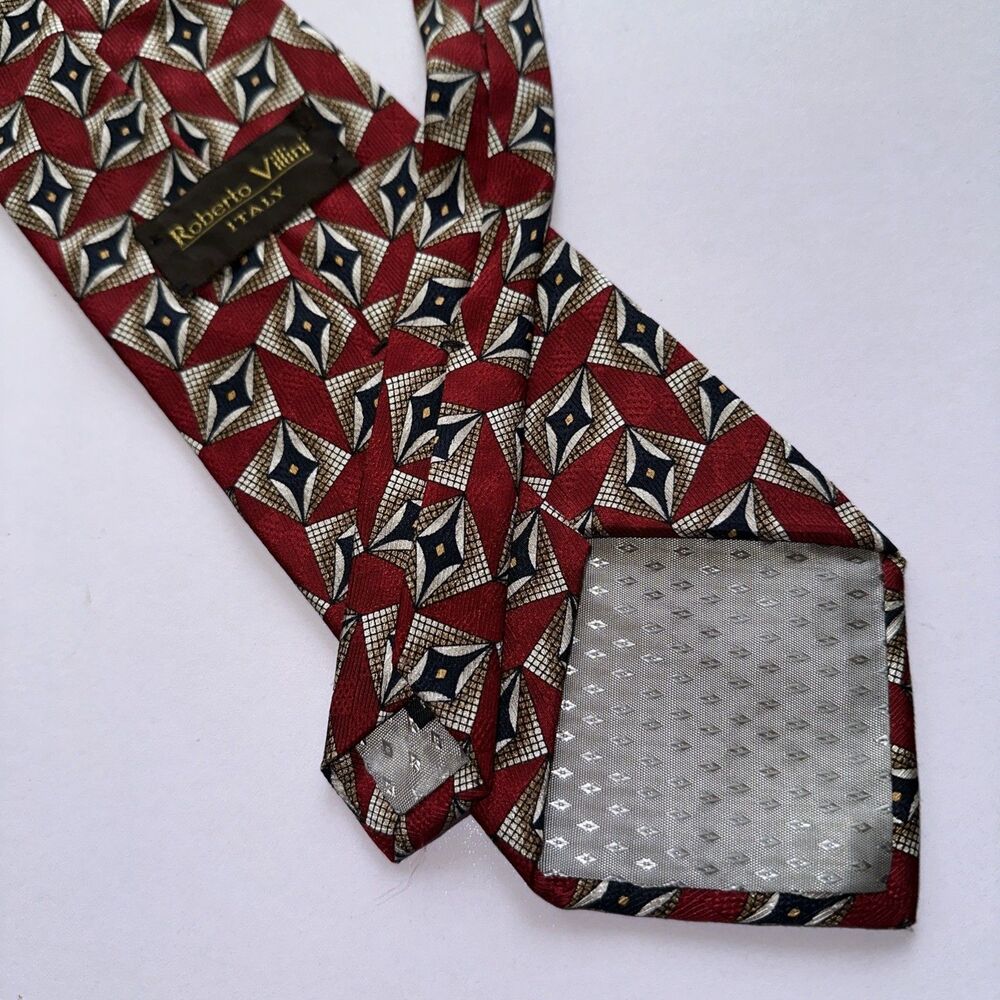 Roberto Villini Men's Classic Silk Tie Red With Pattern 57x4 (rn 22356)
